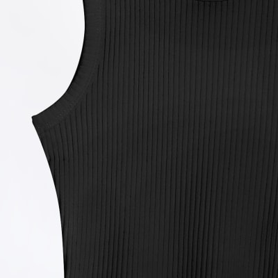 Girls Black Ribbed Tank Top