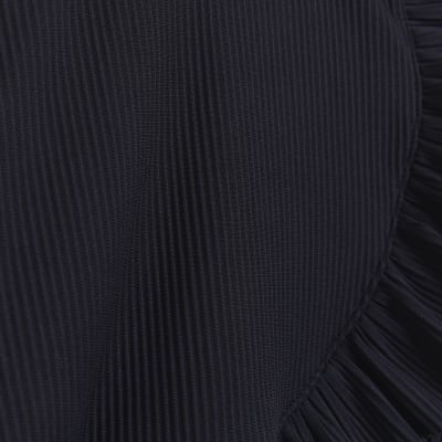 Girls black Ribbed Wrap Swim Skirt