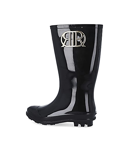 360 degree animation of product Girls black RIR wellie boots frame-4