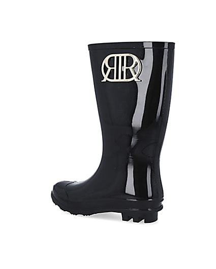 360 degree animation of product Girls black RIR wellie boots frame-5