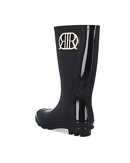 360 degree animation of product Girls black RIR wellie boots frame-6