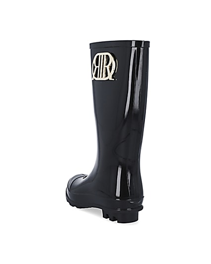 360 degree animation of product Girls black RIR wellie boots frame-7