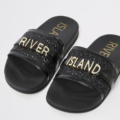 Girls black 'River Island' embellish 