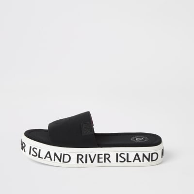 river island black flatforms