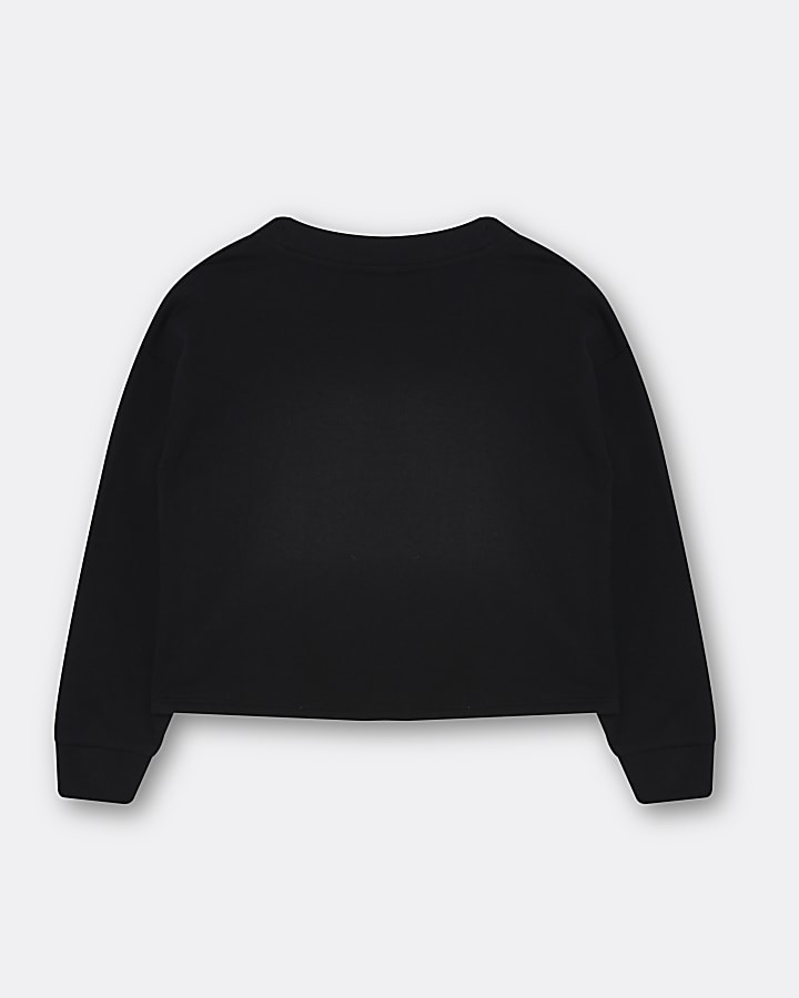 Girls black RR print sweatshirt