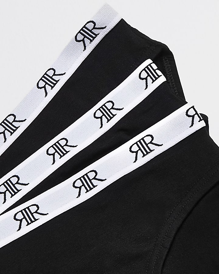 Girls black 'RR' waistband briefs 5 pack
