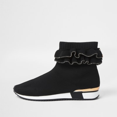 girls black slip on trainers