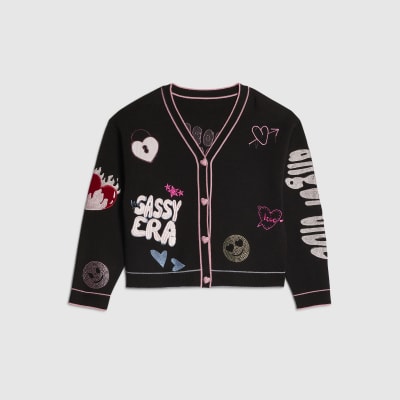 Girls Black Sassy Era Cardigan