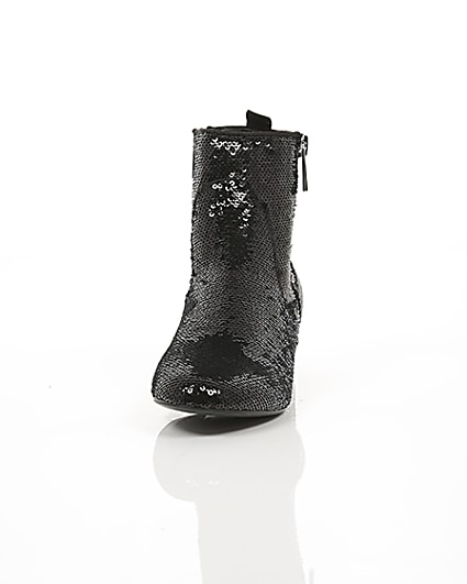 360 degree animation of product Girls black sequin embellished ankle boots frame-3
