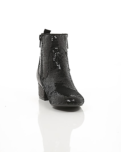 360 degree animation of product Girls black sequin embellished ankle boots frame-5