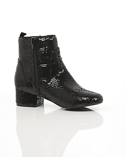 360 degree animation of product Girls black sequin embellished ankle boots frame-8