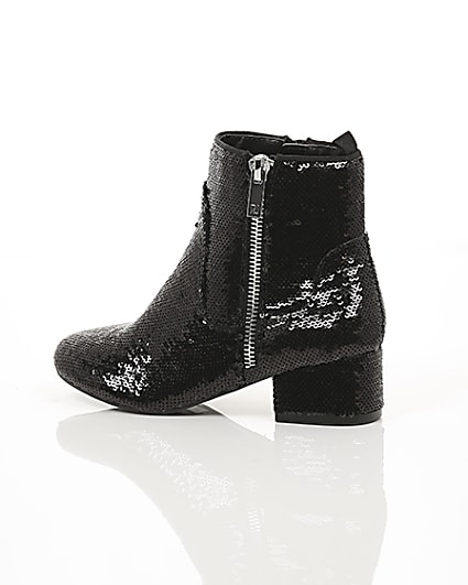 360 degree animation of product Girls black sequin embellished ankle boots frame-20