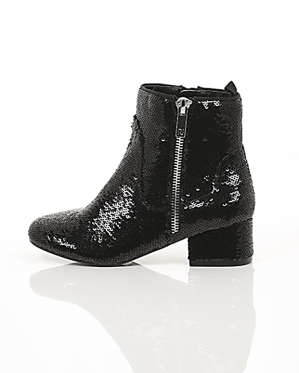 360 degree animation of product Girls black sequin embellished ankle boots frame-21