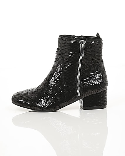 360 degree animation of product Girls black sequin embellished ankle boots frame-22