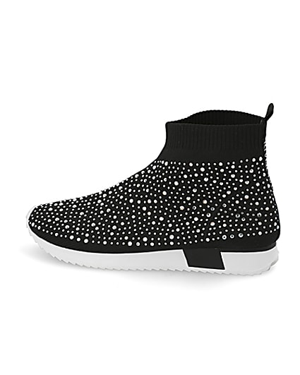 360 degree animation of product Girls black sequin embellished sock trainers frame-4