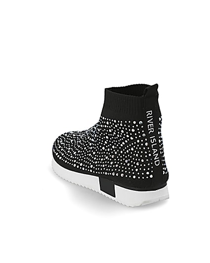 360 degree animation of product Girls black sequin embellished sock trainers frame-7