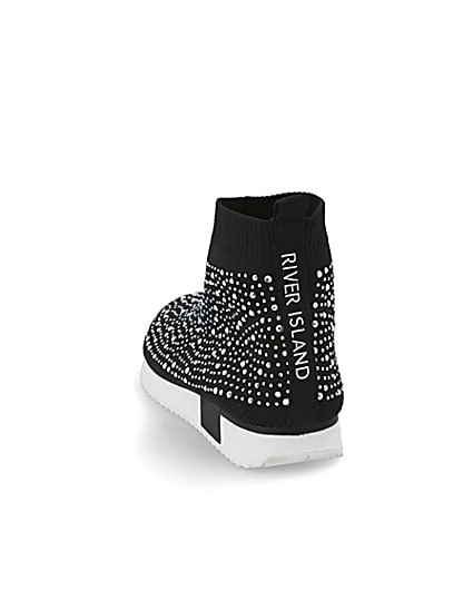 360 degree animation of product Girls black sequin embellished sock trainers frame-8