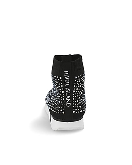 360 degree animation of product Girls black sequin embellished sock trainers frame-9