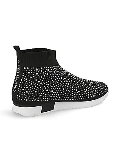360 degree animation of product Girls black sequin embellished sock trainers frame-13
