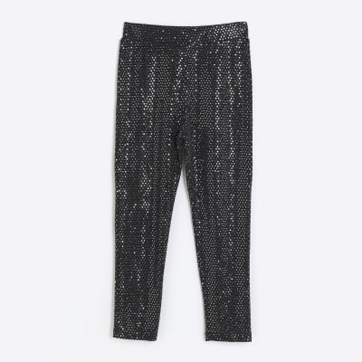 Girls black sequin leggings