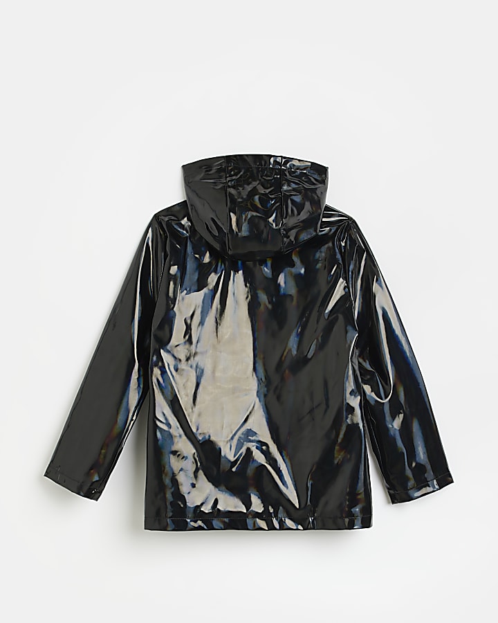River Island Girls Clothing Jackets Rainwear Mini girls black shower resistant rain mac 