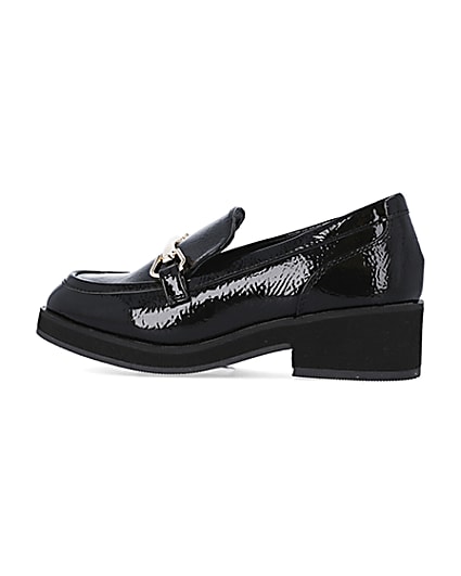 360 degree animation of product Girls Black Snaffle Chunky patent Loafers frame-4