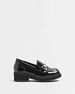 Girls Black Snaffle Chunky patent Loafers