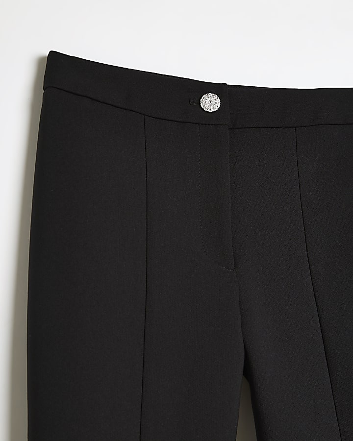 Girls black split front tailored trousers