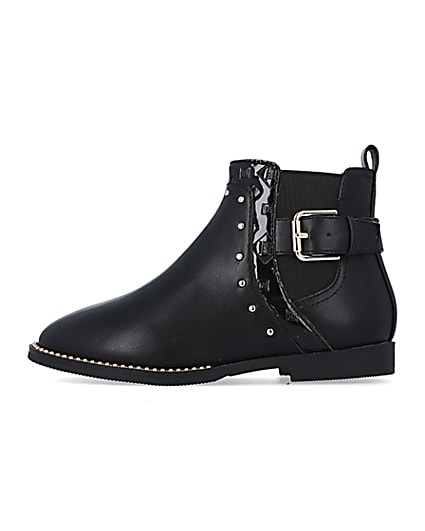 360 degree animation of product Girls black studded boots frame-3