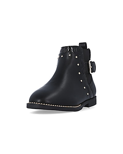 360 degree animation of product Girls black studded boots frame-23