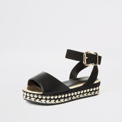 river island black flatforms