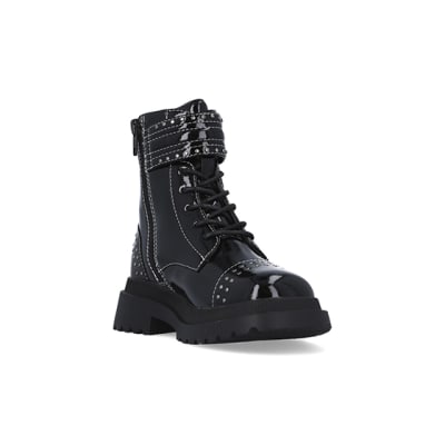 Studded lace 2025 up boots