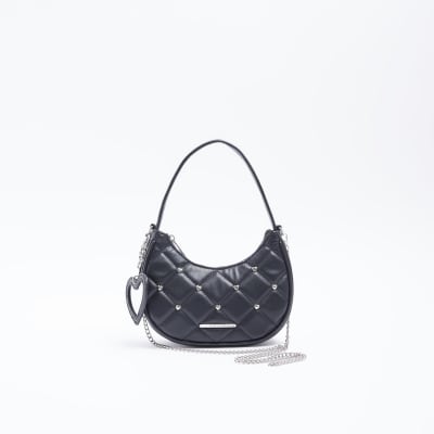 River Island QUILTED SHOULDER BAG - Handbag - black 