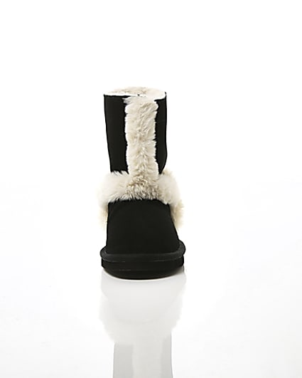 360 degree animation of product Girls black suede faux fur lined ankle boots frame-4