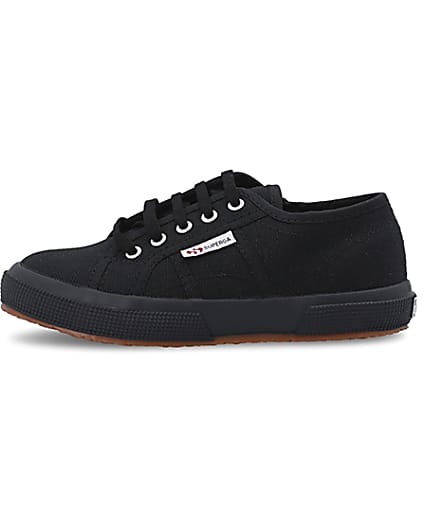 360 degree animation of product Girls black Superga lace up canvas trainers frame-3