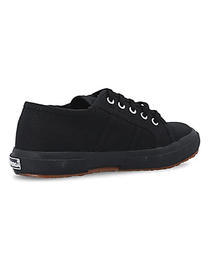 360 degree animation of product Girls black Superga lace up canvas trainers frame-13