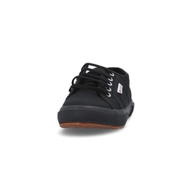 360 degree animation of product Girls black Superga lace up canvas trainers frame-22