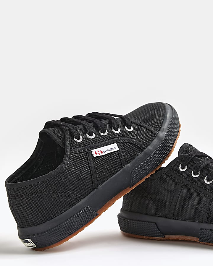 Girls black Superga lace up canvas trainers