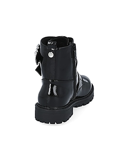 360 degree animation of product Girls black triple bling buckle ankle boots frame-10