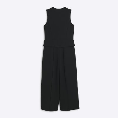 Girls black waistcoat jumpsuit River Island