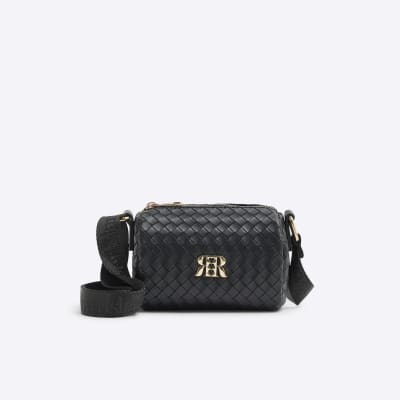 Girls Black Weave Cross Body Bag