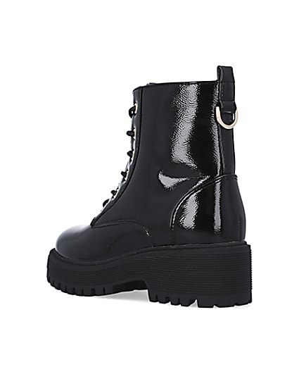360 degree animation of product Girls black wide fit heeled boots frame-6