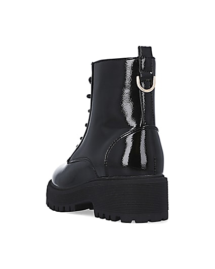 360 degree animation of product Girls black wide fit heeled boots frame-7