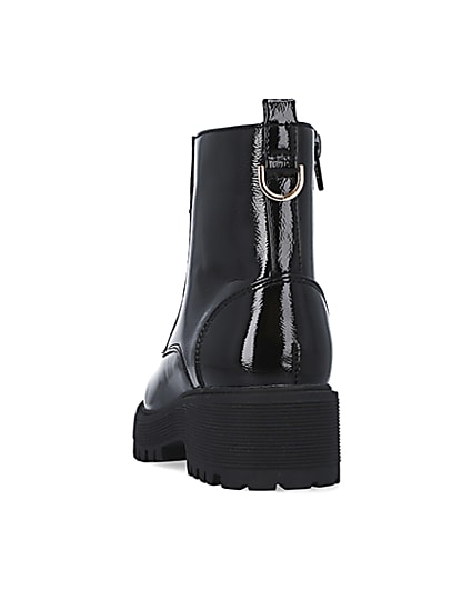 360 degree animation of product Girls black wide fit heeled boots frame-8