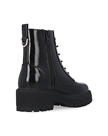 360 degree animation of product Girls black wide fit heeled boots frame-12