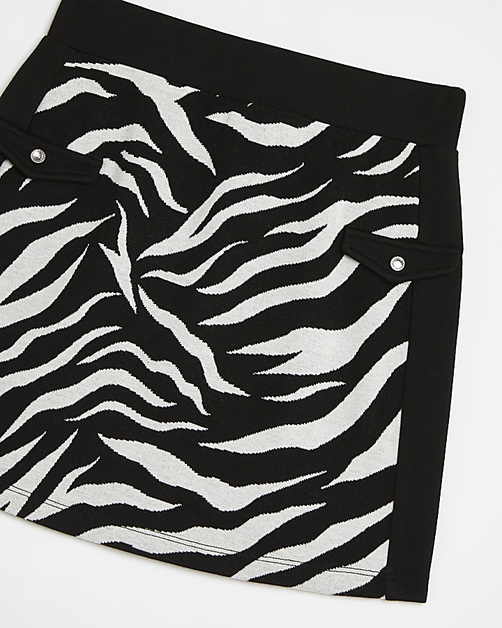 Girls black zebra print skirt