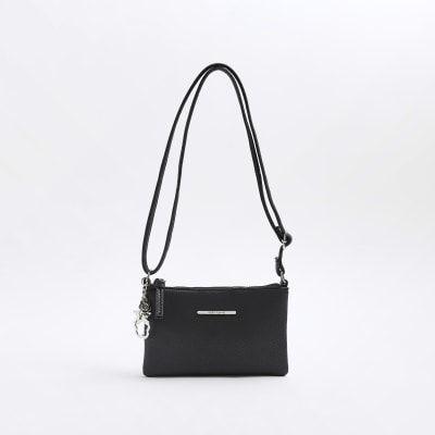 Girls Black Zip Charm Cross Body Bag