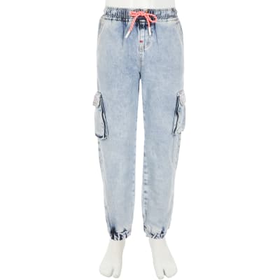 acid wash jean joggers