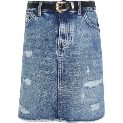 river island denim midi skirt