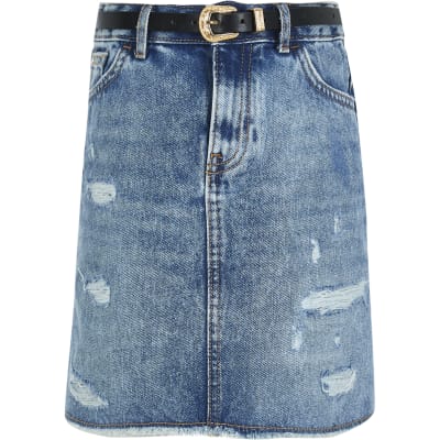 river island jean skirt